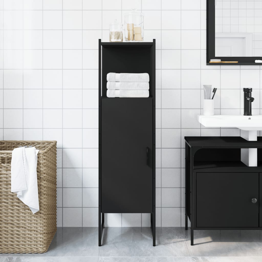 Black Bathroom Storage Cabinet in Engineered Wood