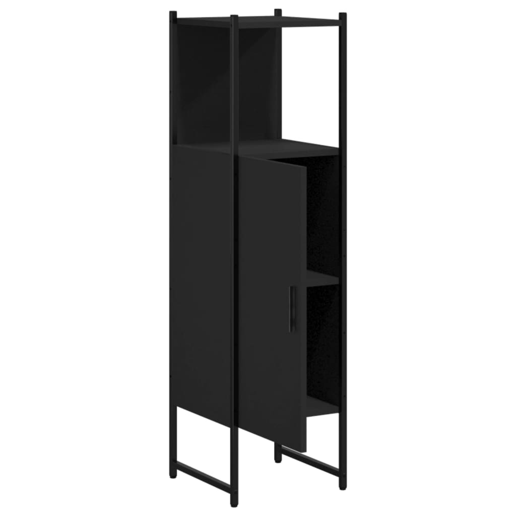 Black Bathroom Storage Cabinet in Engineered Wood