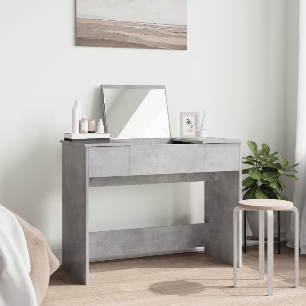 Dressing Table with Mirror Concrete Grey 100x45x76 cm - Bend