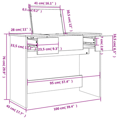 Dressing Table with Mirror Concrete Grey 100x45x76 cm - Bend