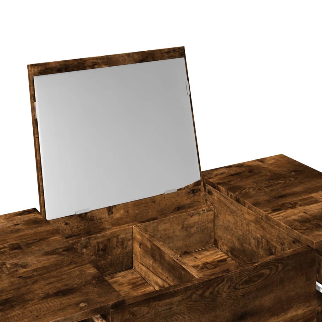 Dressing Table with Mirror Smoked Oak 100x45x76 cm - Bend