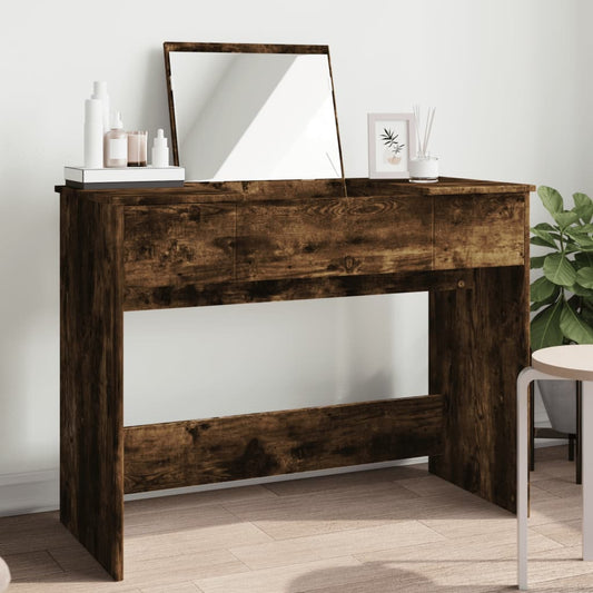 Dressing Table with Mirror Smoked Oak 100x45x76 cm - Bend