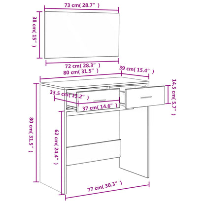 Dressing Table with Mirror White 80x39x80 cm - Bend