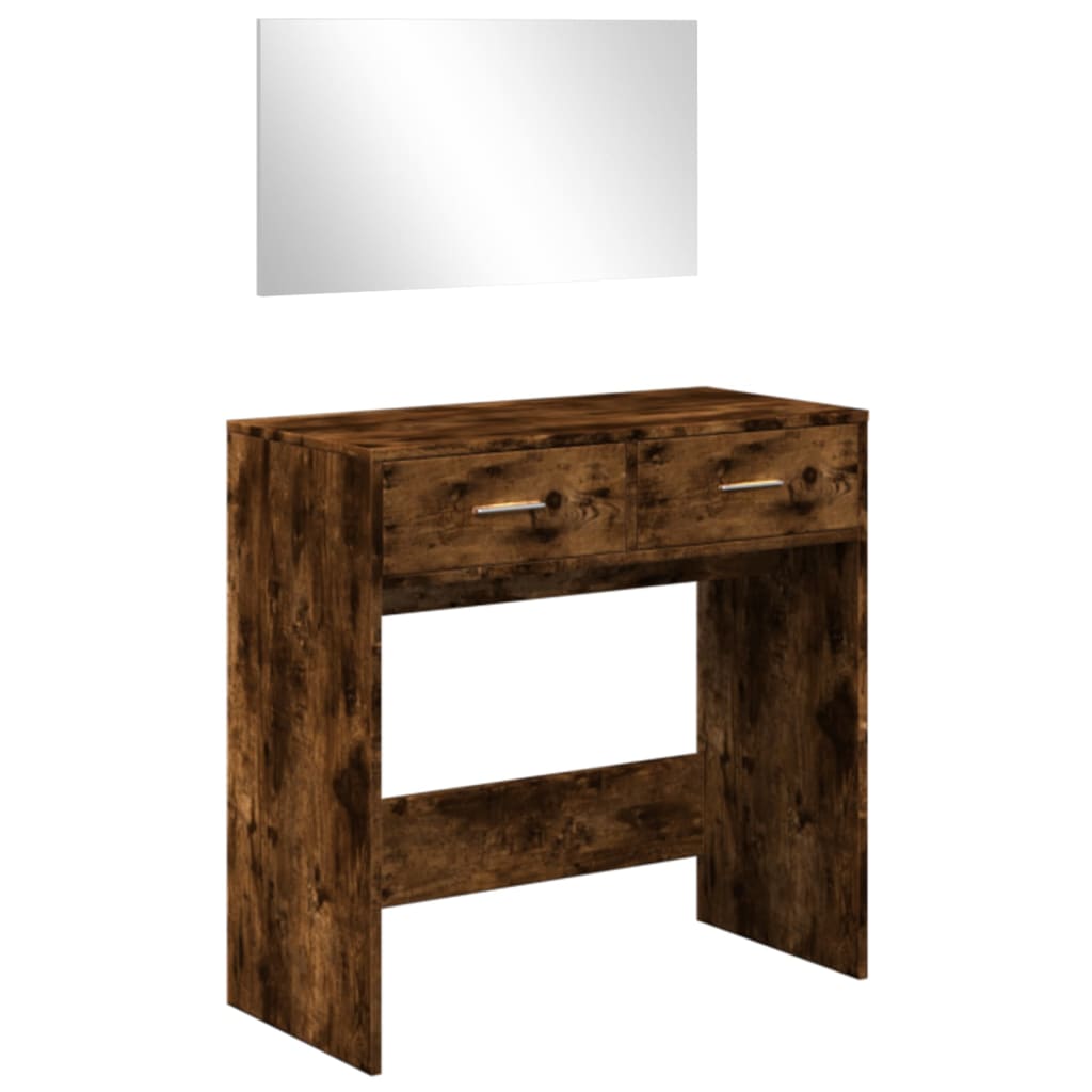 Dressing Table with Mirror Smoked Oak 80x39x80 cm - Bend