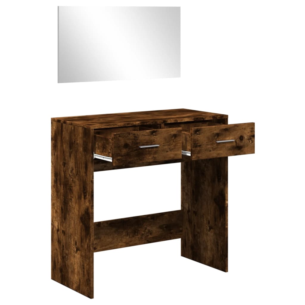 Dressing Table with Mirror Smoked Oak 80x39x80 cm - Bend