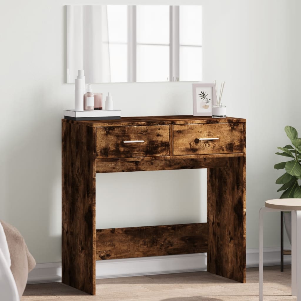 Dressing Table with Mirror Smoked Oak 80x39x80 cm - Bend