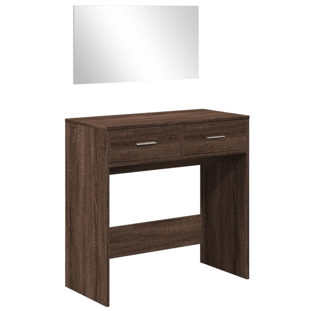 Dressing Table with Mirror Brown Oak 80x39x80 cm - Bend