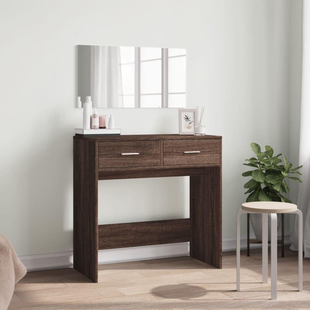 Dressing Table with Mirror Brown Oak 80x39x80 cm - Bend