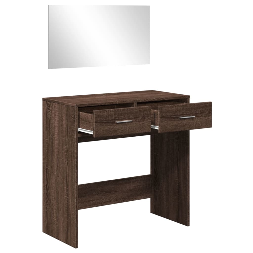 Dressing Table with Mirror Brown Oak 80x39x80 cm - Bend