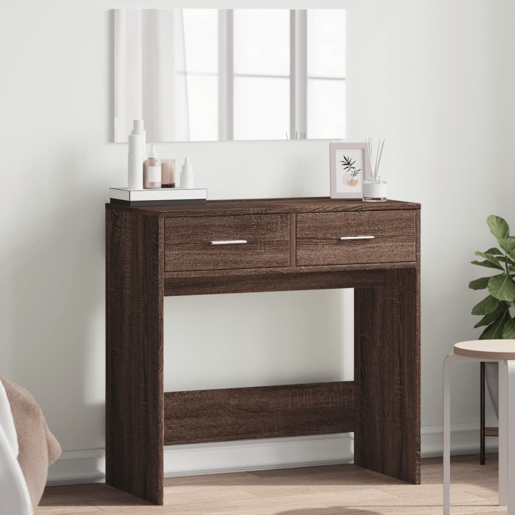 Dressing Table with Mirror Brown Oak 80x39x80 cm - Bend