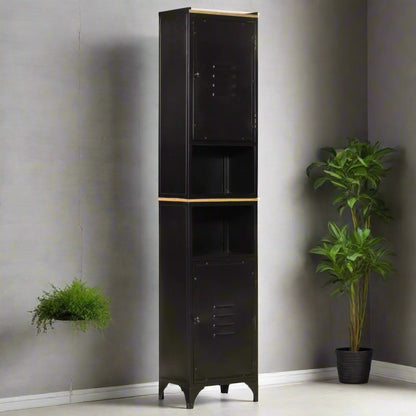 Mango Wood and Iron Bathroom Storage Cabinet