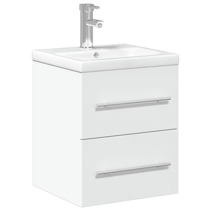 Bathroom Sink Cabinet with Built-in Basin White