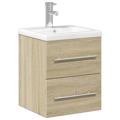 Bathroom Sink Cabinet with Built-in Basin Sonoma Oak