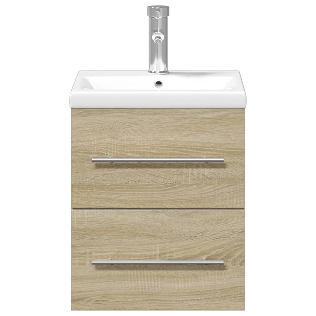 Bathroom Sink Cabinet with Built-in Basin Sonoma Oak