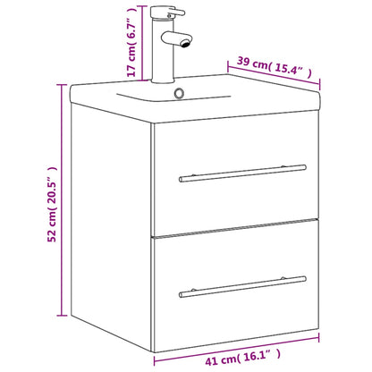 Bathroom Sink Cabinet with Built-in Basin Sonoma Oak