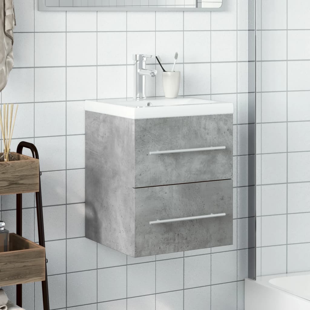 Bathroom Sink Cabinet with Built-in Basin Concrete Grey