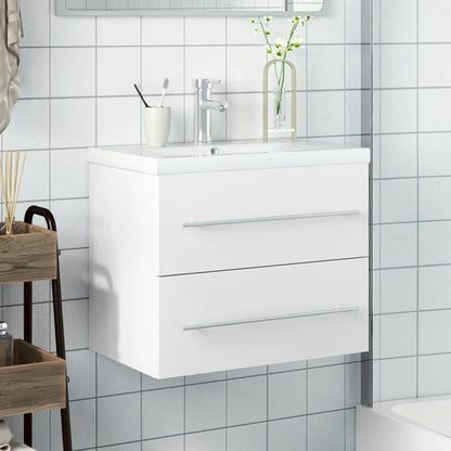 Bathroom Sink Cabinet with Built-in Basin White