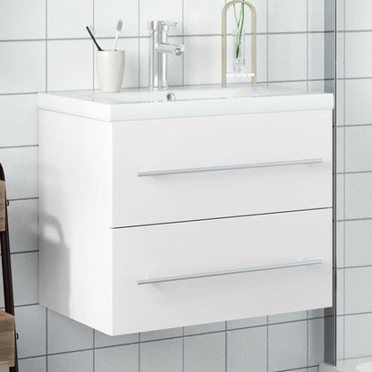 Bathroom Sink Cabinet with Built-in Basin White