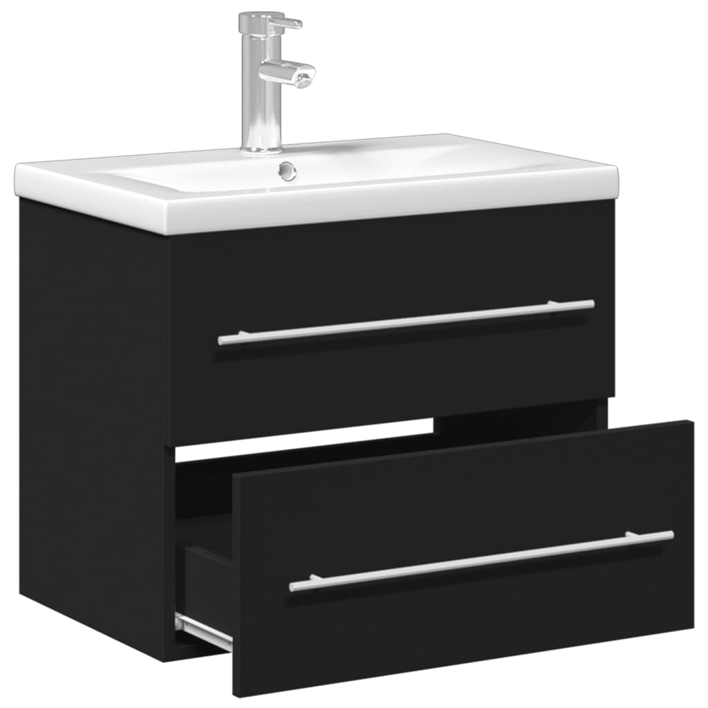 Bathroom Sink Cabinet with Built-in Basin Black