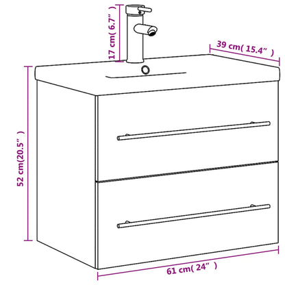 Bathroom Sink Cabinet with Built-in Basin Black