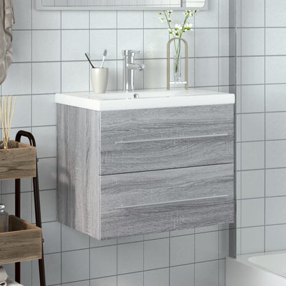 Bathroom Sink Cabinet with Built-in Basin Grey Sonoma