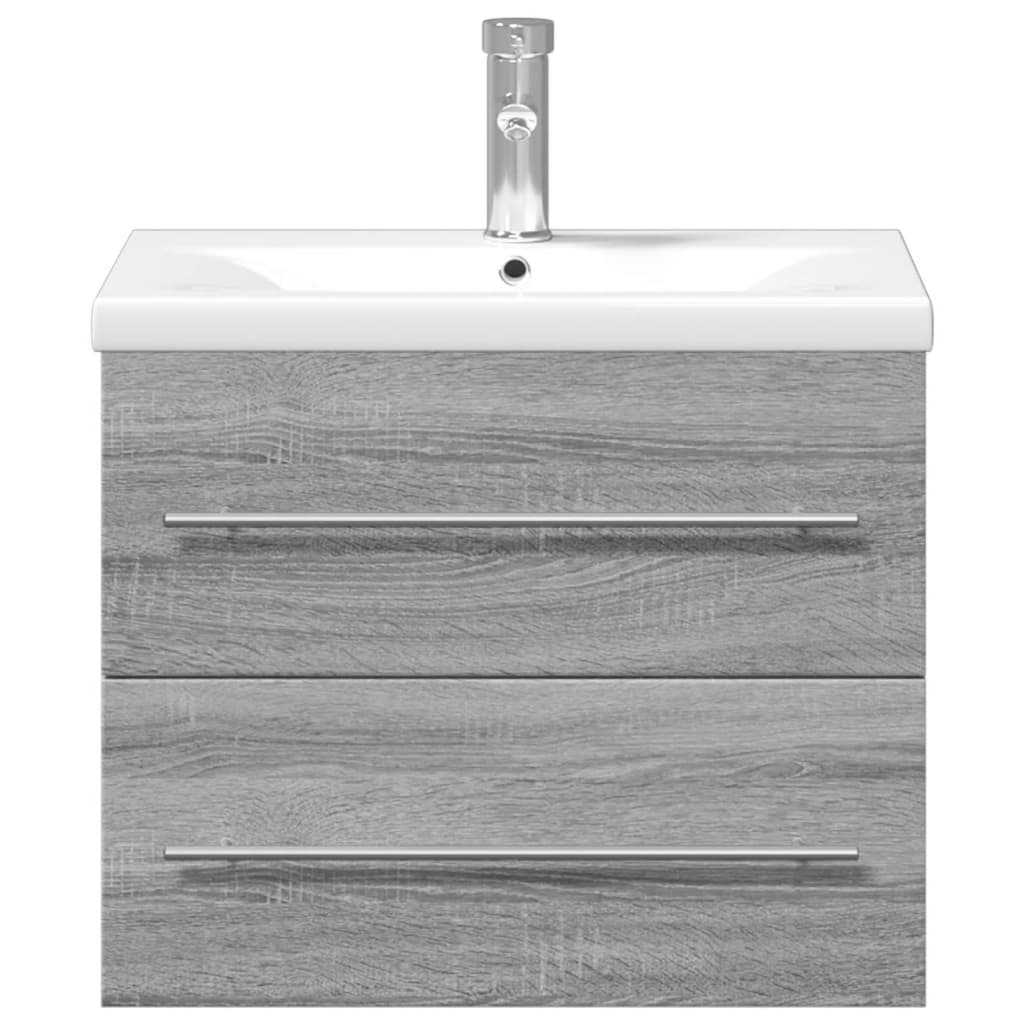 Bathroom Sink Cabinet with Built-in Basin Grey Sonoma