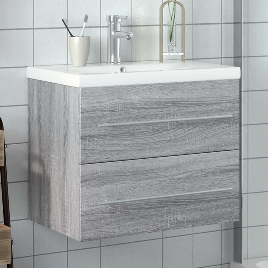 Bathroom Sink Cabinet with Built-in Basin Grey Sonoma