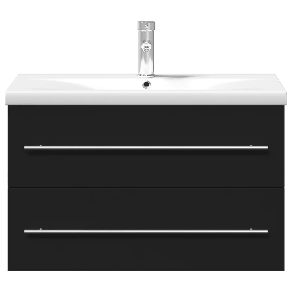 Bathroom Sink Cabinet with Built-in Basin Black - Bend