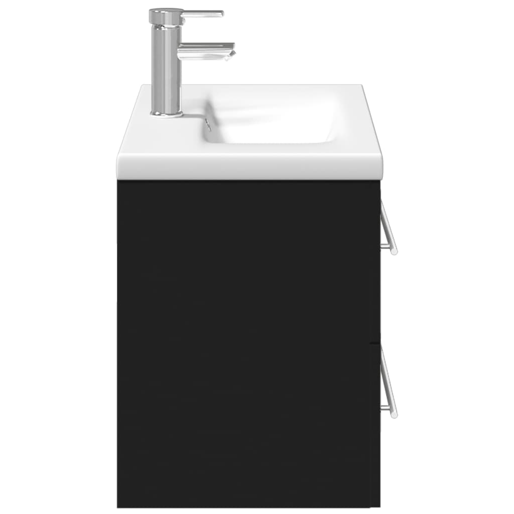 Bathroom Sink Cabinet with Built-in Basin Black - Bend