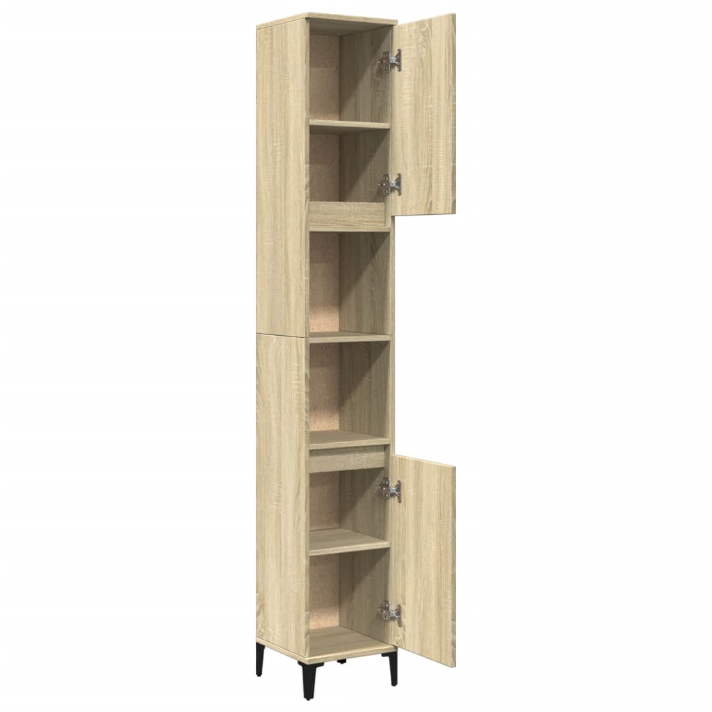 Bathroom Cabinet Sonoma Oak 30x30x190 cm Engineered Wood - Bend