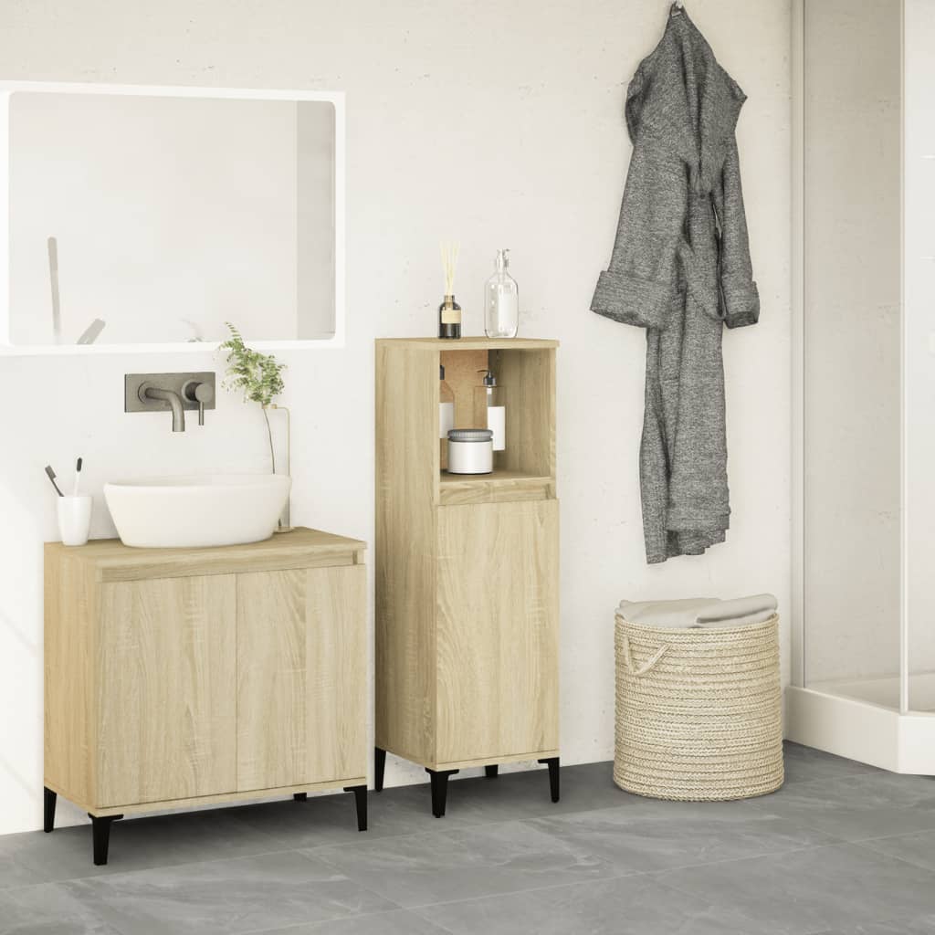 Bathroom Cabinet Sonoma Oak 30x30x100 cm Engineered Wood - Bend