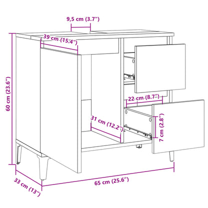 Bathroom Cabinet Sonoma Oak 65x33x60 cm Engineered Wood - Bend