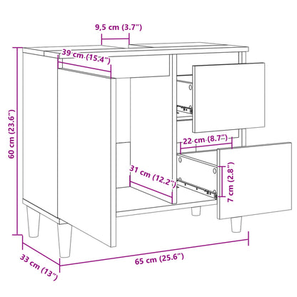 Bathroom Cabinet Sonoma Oak 65x33x60 cm Engineered Wood - Bend