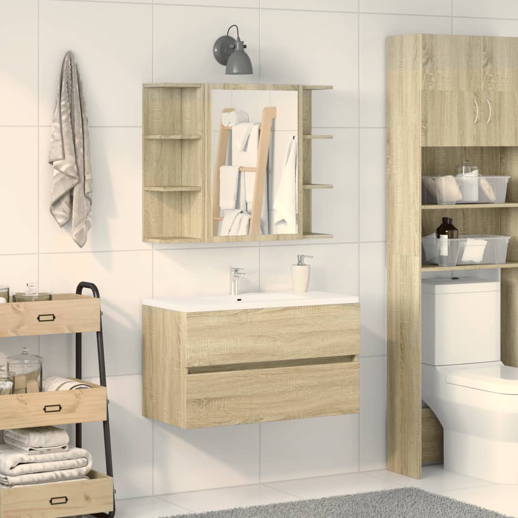 Bathroom Mirror Cabinet Sonoma Oak 80x20.5x64 cm Engineered Wood - Bend