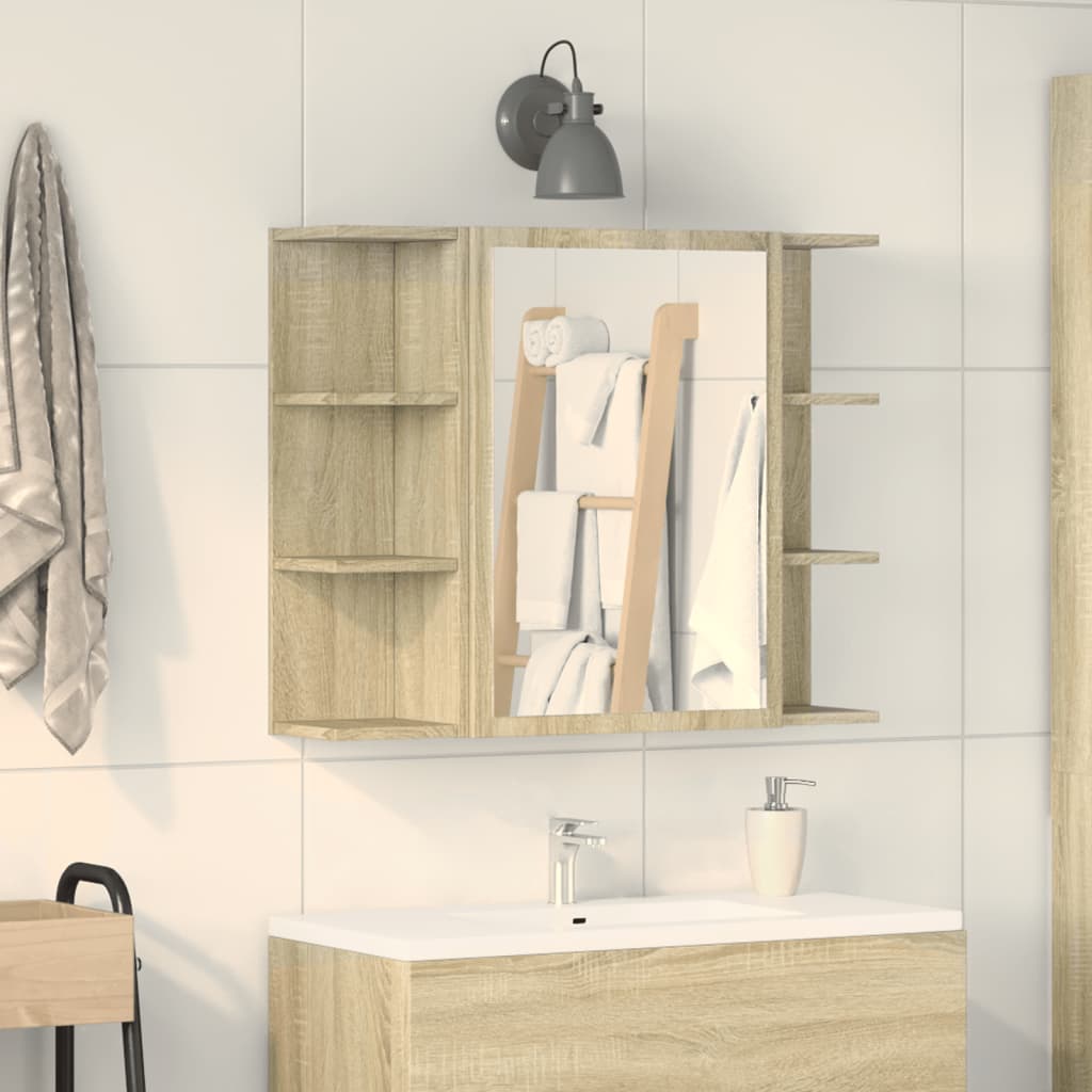 Bathroom Mirror Cabinet Sonoma Oak 80x20.5x64 cm Engineered Wood - Bend