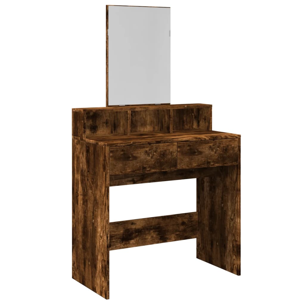 Dressing Table with Mirror Smoked Oak 80x41x144.5 cm - Bend