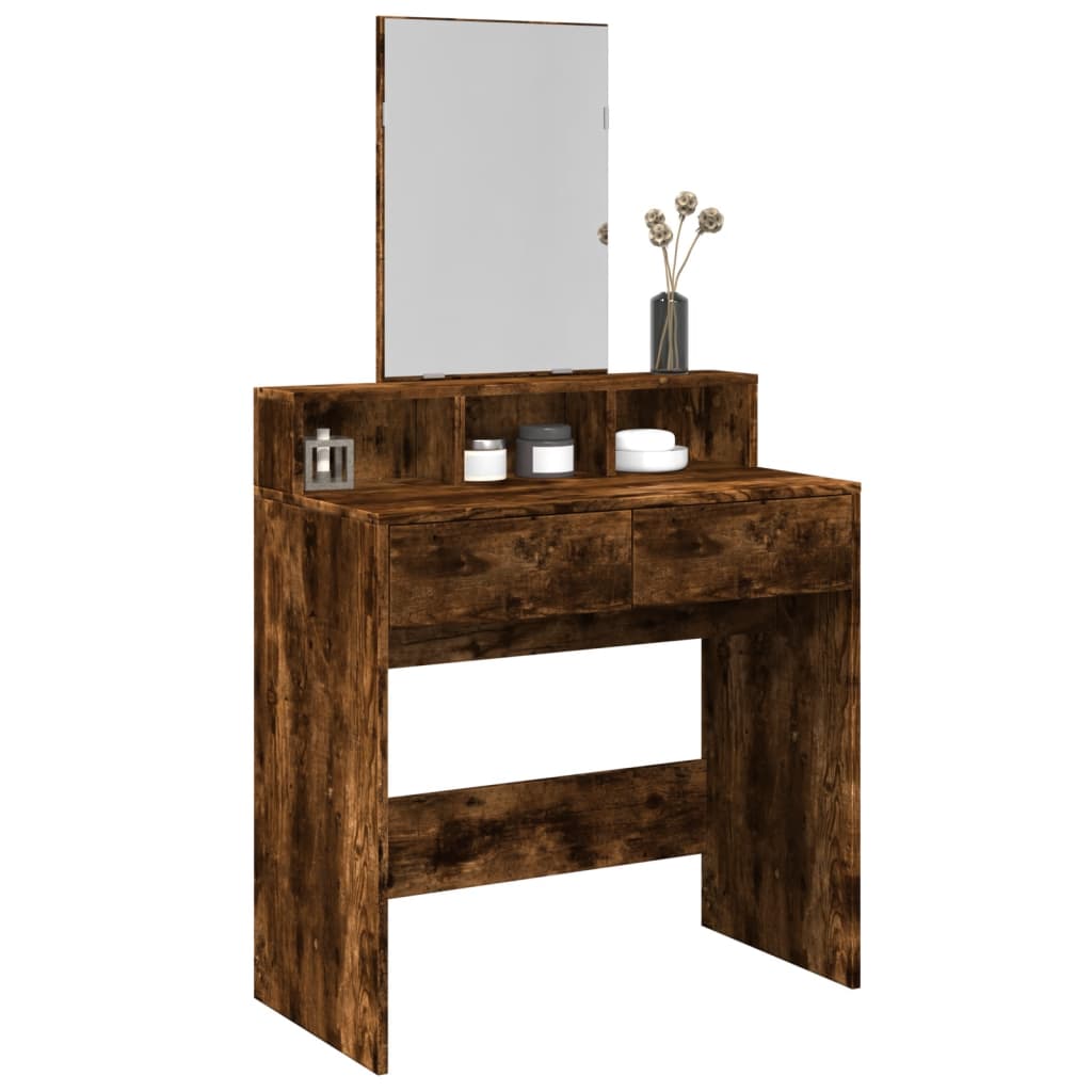 Dressing Table with Mirror Smoked Oak 80x41x144.5 cm - Bend