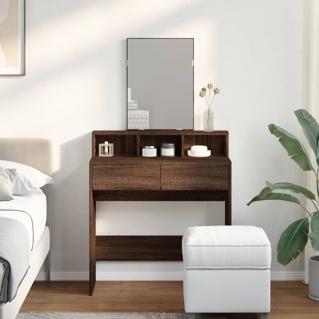 Dressing Table with Mirror Brown Oak 80x41x144.5 cm - Bend