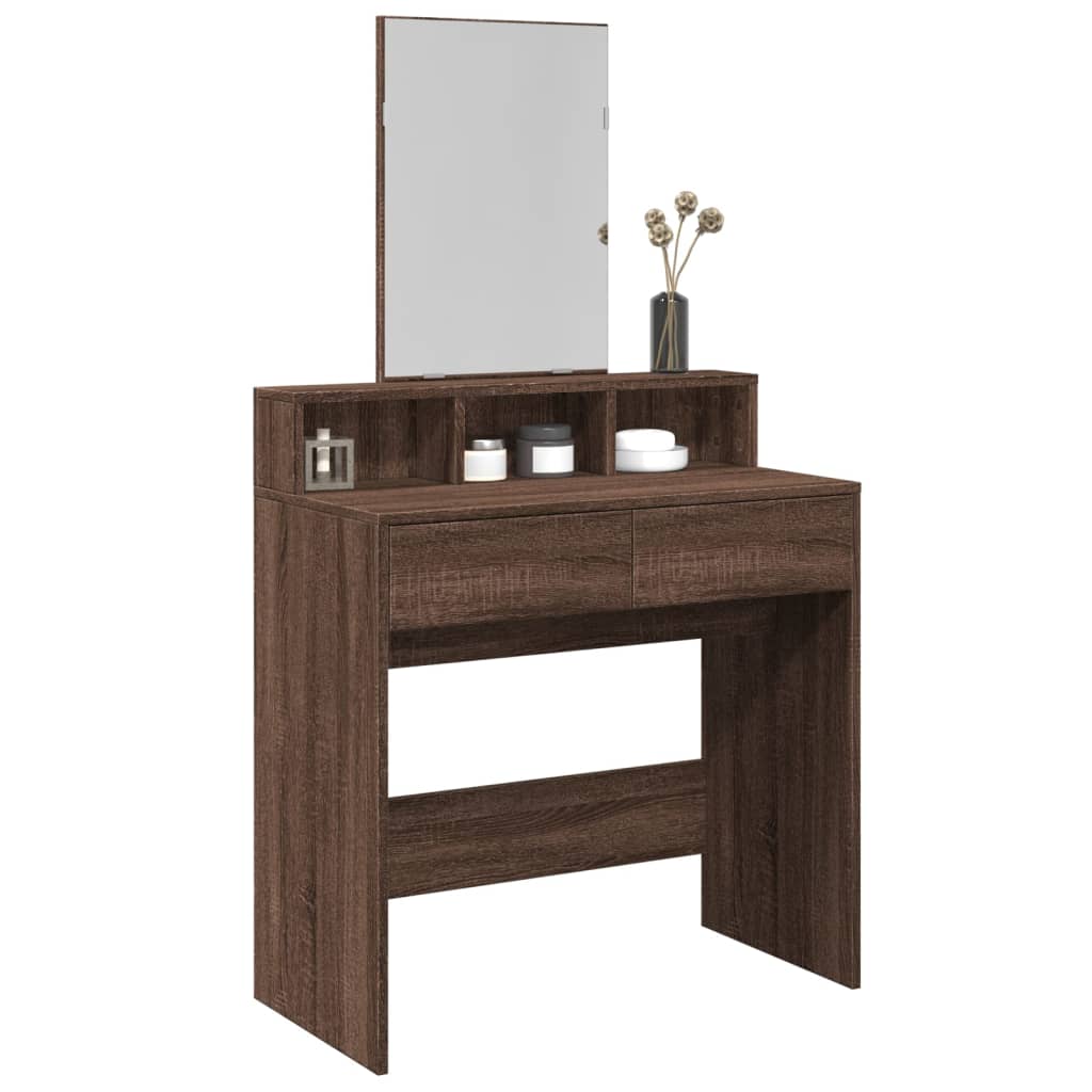 Dressing Table with Mirror Brown Oak 80x41x144.5 cm - Bend