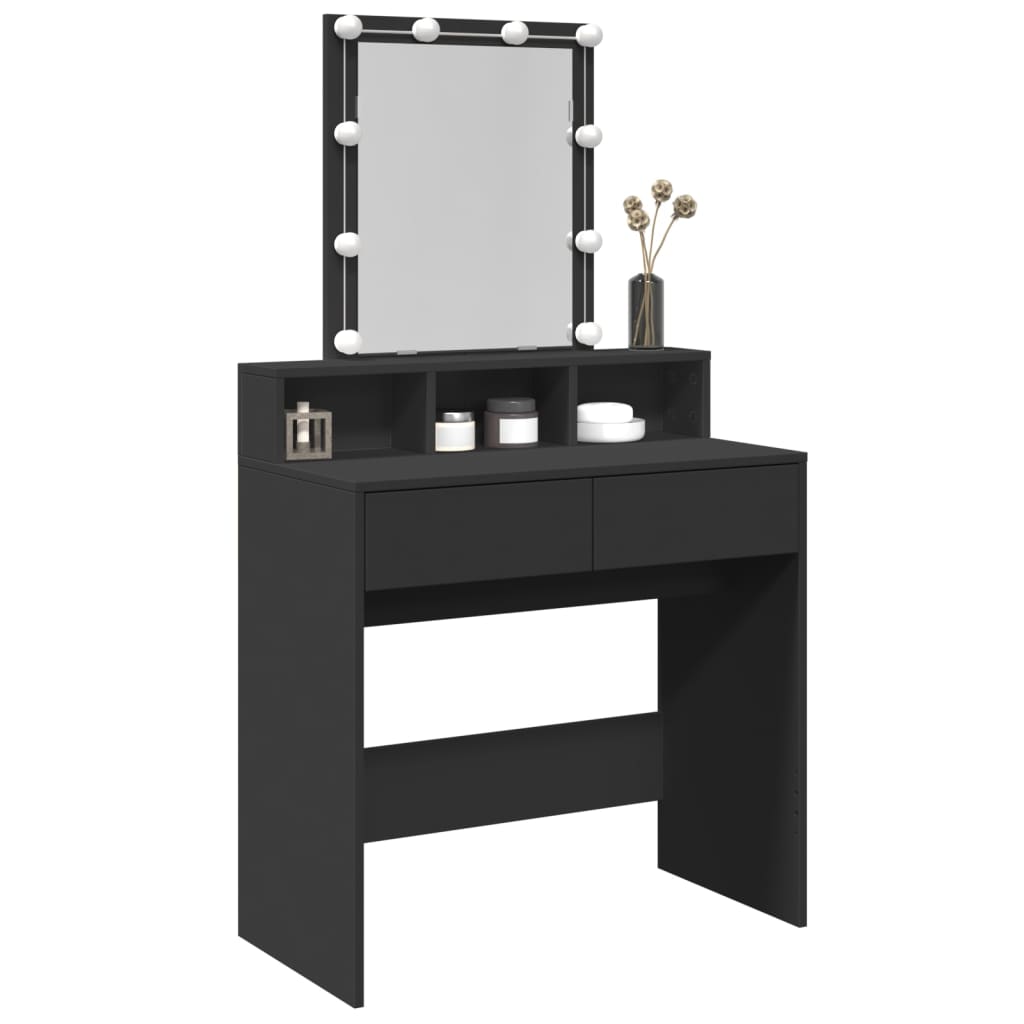 Dressing Table with LED Black 80x41x144.5 cm - Bend