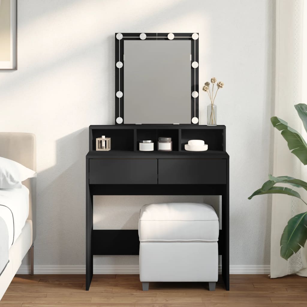 Dressing Table with LED Black 80x41x144.5 cm - Bend