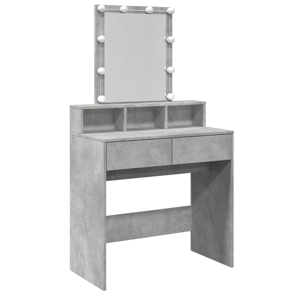 Dressing Table with LED Concrete Grey 80x41x144.5 cm - Bend