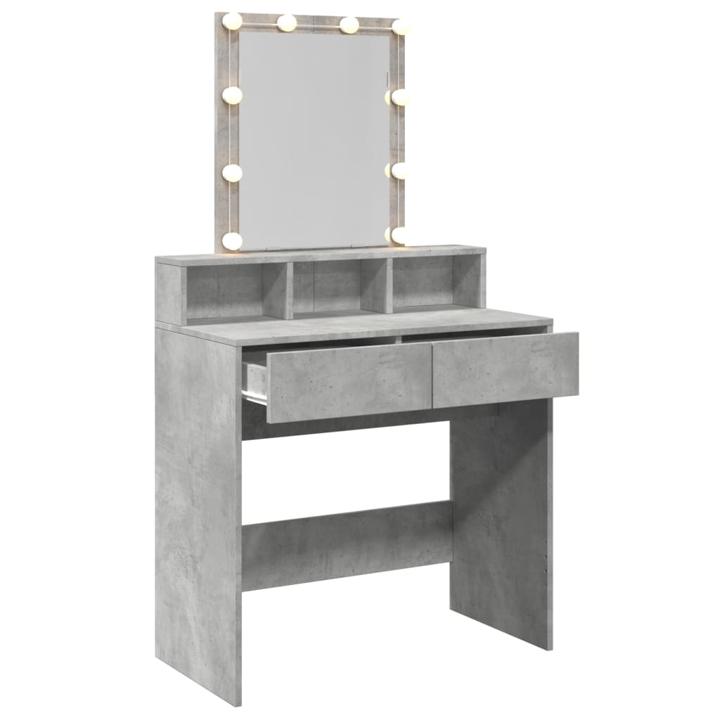 Dressing Table with LED Concrete Grey 80x41x144.5 cm - Bend