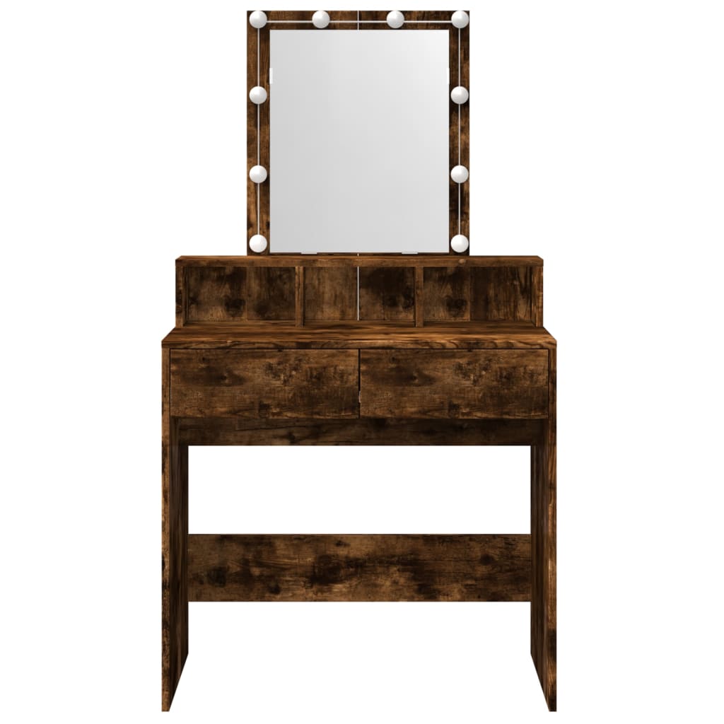 Dressing Table with LED Smoked Oak 80x41x144.5 cm - Bend