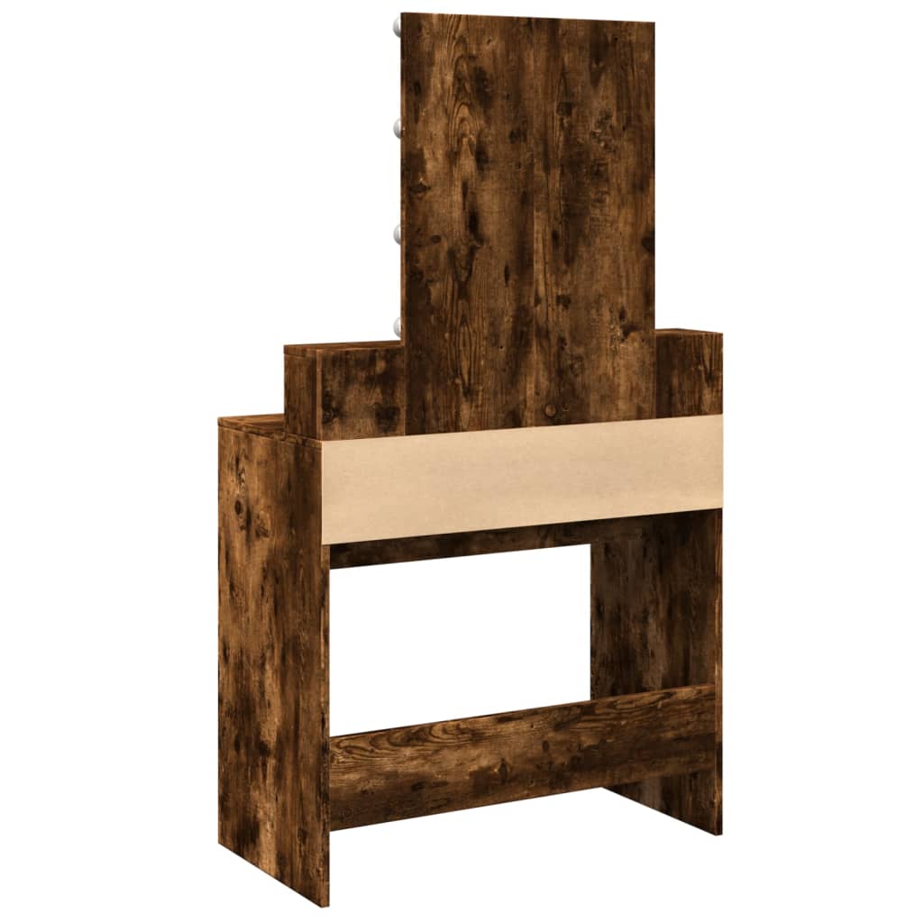 Dressing Table with LED Smoked Oak 80x41x144.5 cm - Bend