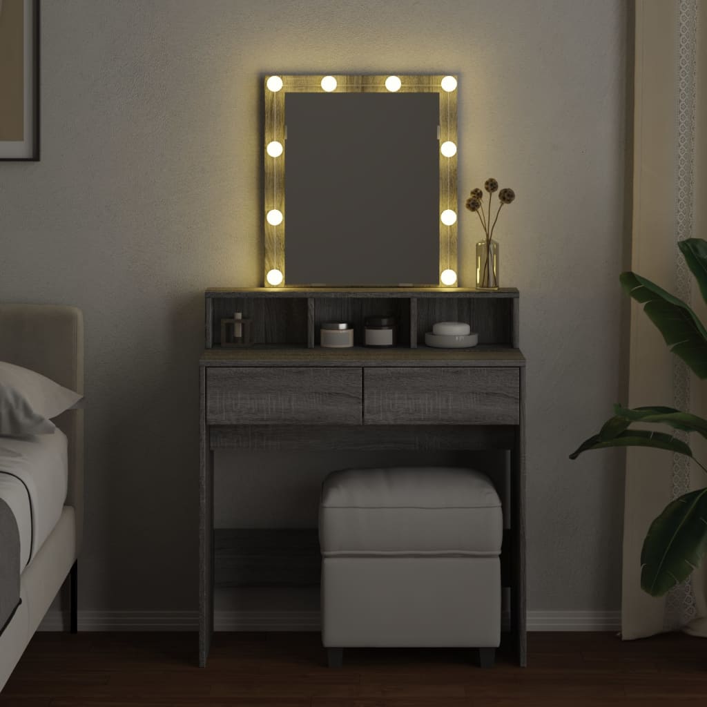 Dressing Table with LED Grey Sonoma 80x41x144.5 cm - Bend