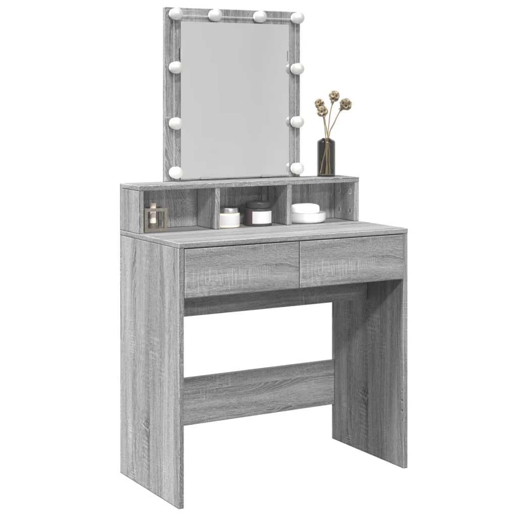 Dressing Table with LED Grey Sonoma 80x41x144.5 cm - Bend