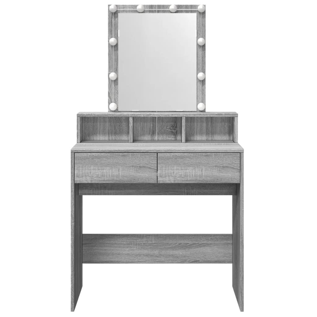 Dressing Table with LED Grey Sonoma 80x41x144.5 cm - Bend