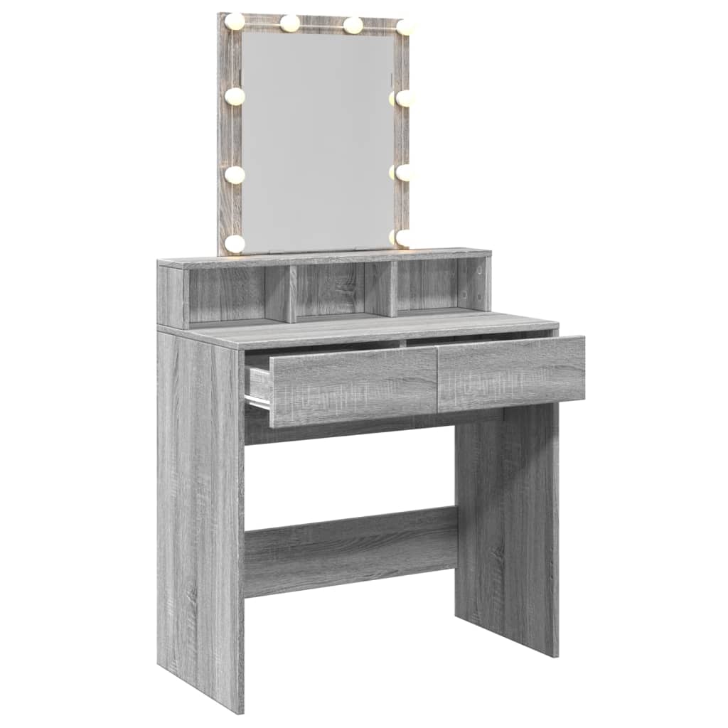 Dressing Table with LED Grey Sonoma 80x41x144.5 cm - Bend