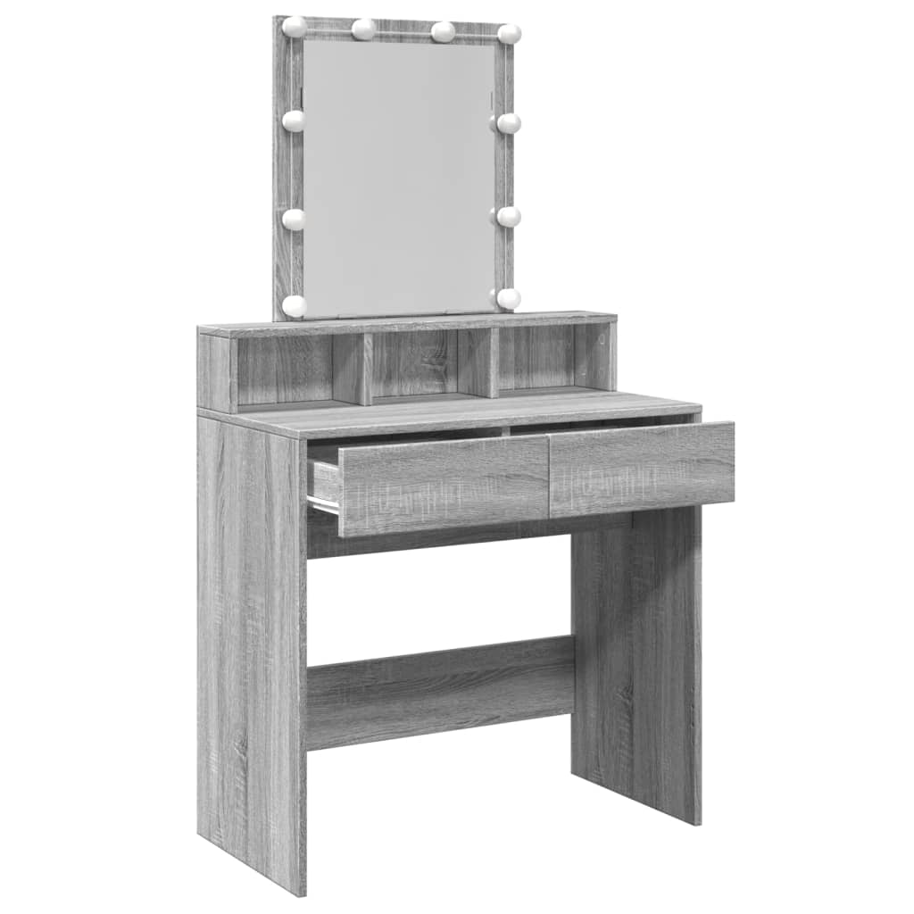 Dressing Table with LED Grey Sonoma 80x41x144.5 cm - Bend